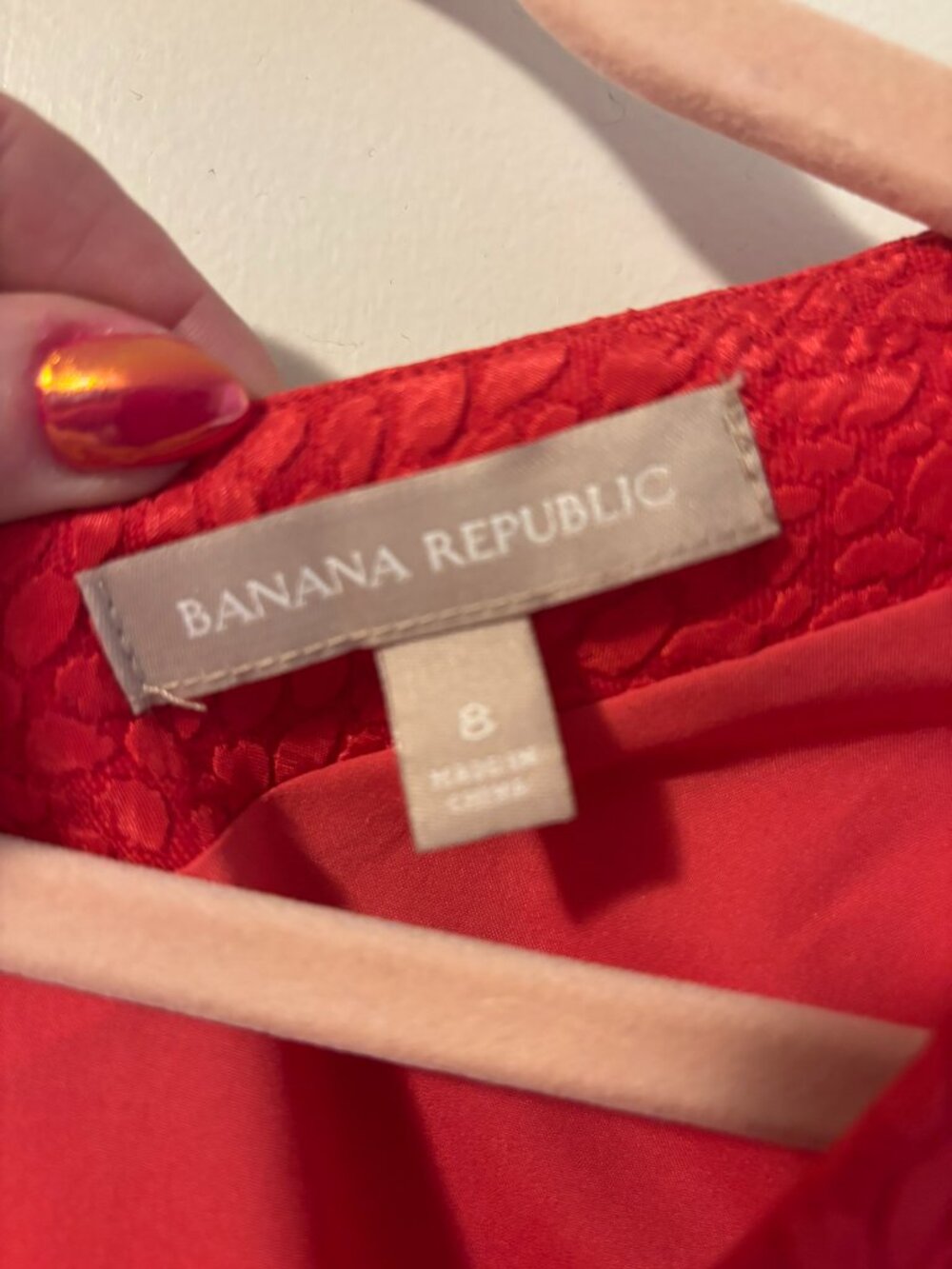 ## ✨ Banana Republic Red Textured Jacquard V-Neck Dress ✨ - Picture 3 of 4